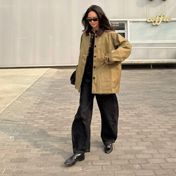 NWT Polo Ralph Lauren Beige Oversize Jacket Corduroy Collar Cuff Size Medium - Picture 2 of 13